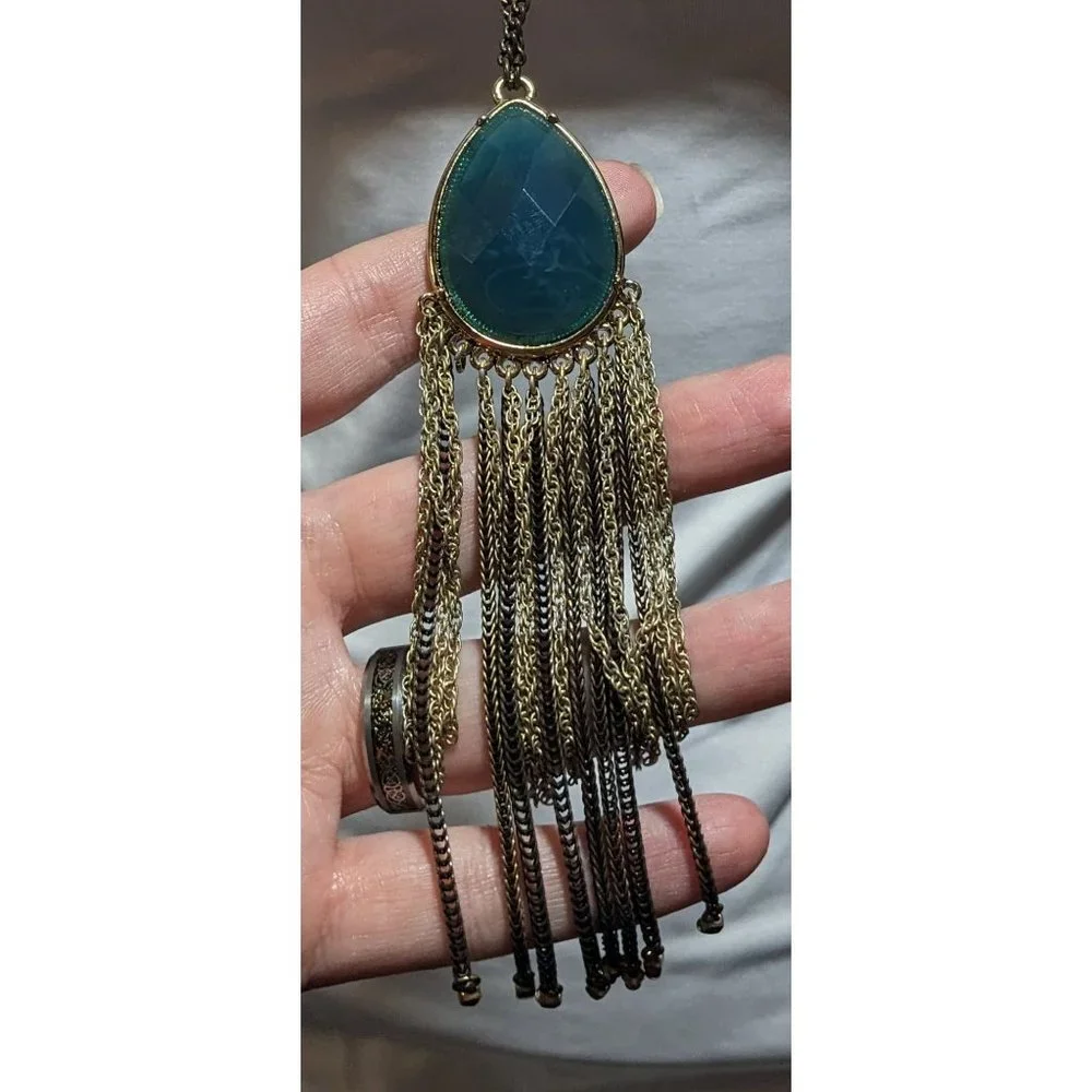 Ann Taylor Loft Bohemian Teardrop Tassel Necklace - Picture 3 of 6